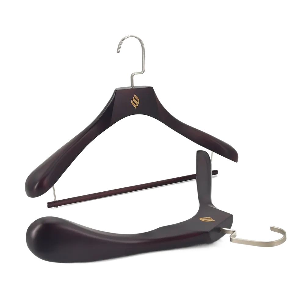 WH020 Luxury  Wooden top suit hanger with bar
