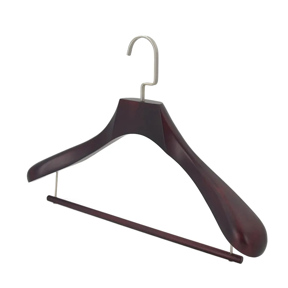 WH020 Luxury  Wooden top suit hanger with bar